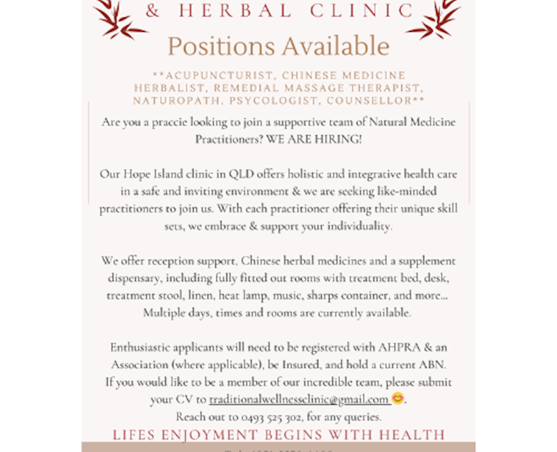 Chinese Medicine Practitioner - WE ARE HIRING no default